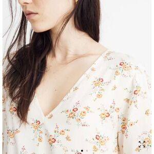 Madewell Floral Tie Front V-Neck Top Picnic Blouse Garden Cottage Spring Small